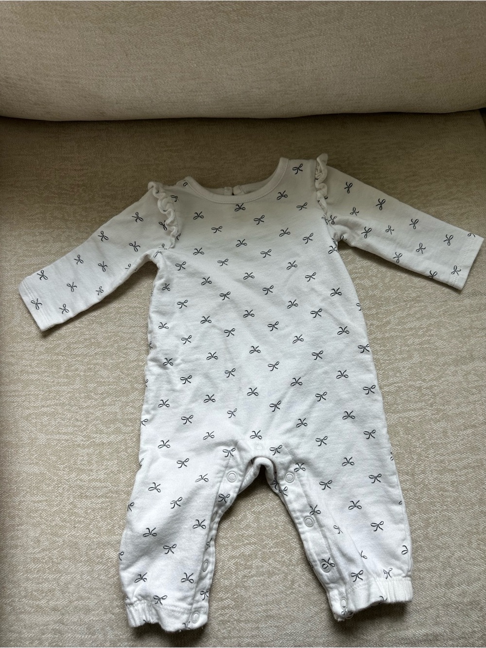 Carter's White One-Piece with Tiny Black Bow Print